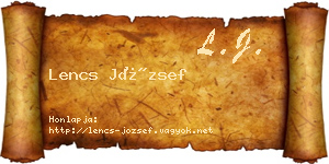 Lencs József névjegykártya